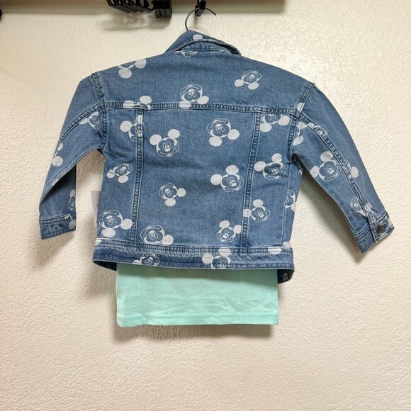 NWT Disney Mickey Mouse 2 Piece Denim Jacket and‎ T Shirt Kids Size 4T - Picture 7 of 8